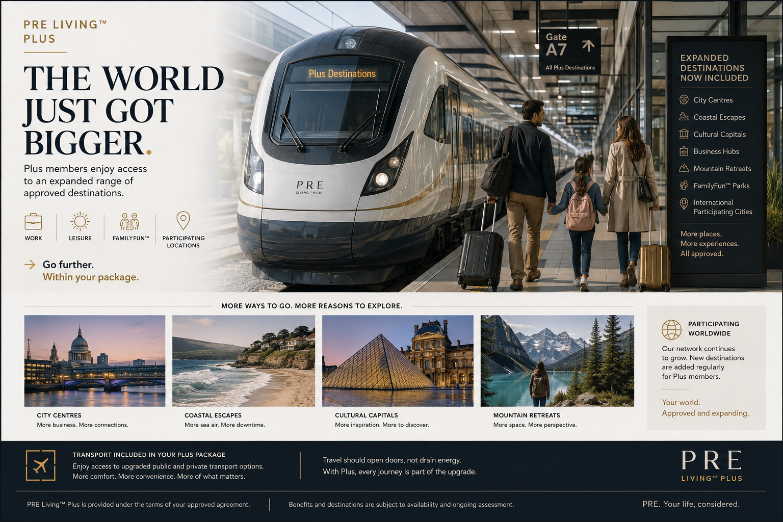 PRE Living Plus expanded destinations and transport campaign