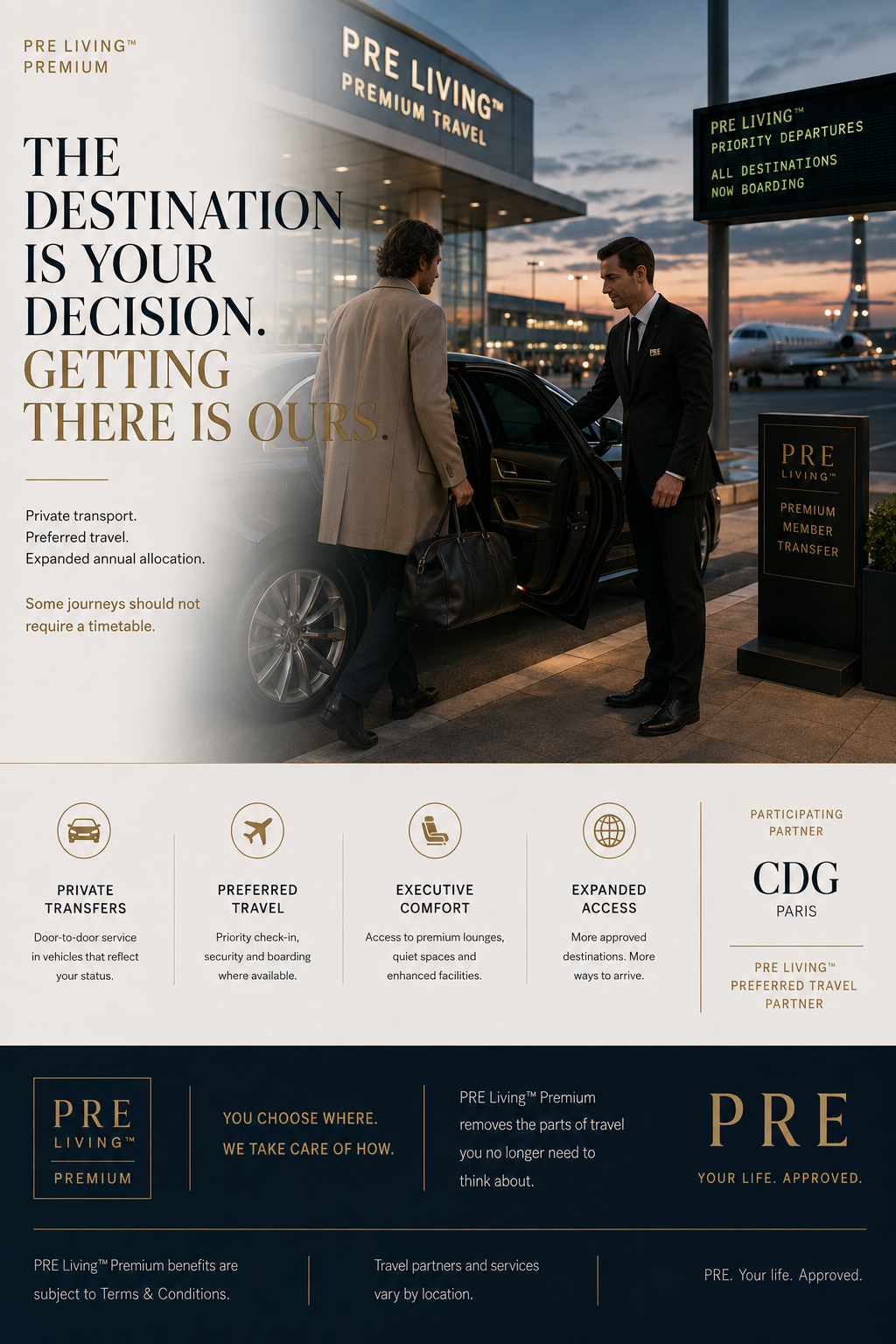 PRE Living Premium private transport and preferred travel campaign